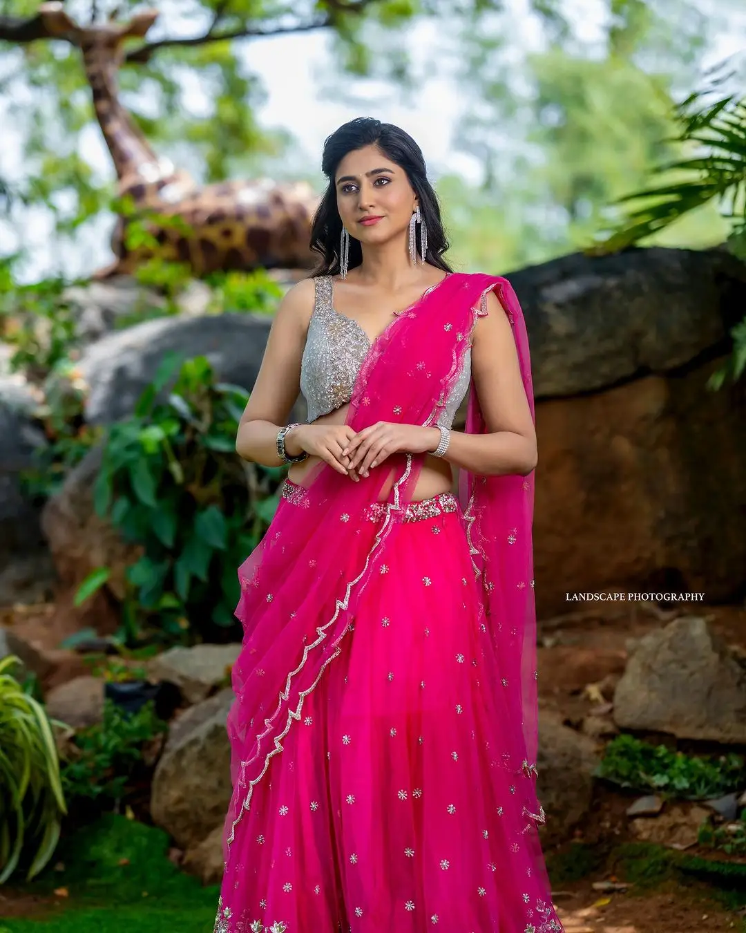 VARSHINI SOUNDERAJAN IN PINK LEHENGA VONI BLUE CHOLI 3